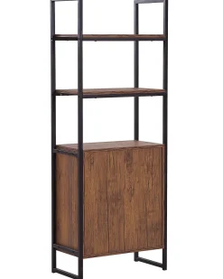 Säilytys<Beliani Kirjahylly 3 Hyllya 3 Laatikkoa Tumma Puu/Musta Tifton