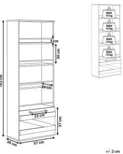 Säilytys<Beliani Kirjahylly 4 Hyllya Kaappi Vaalea Puu/Musta Salter
