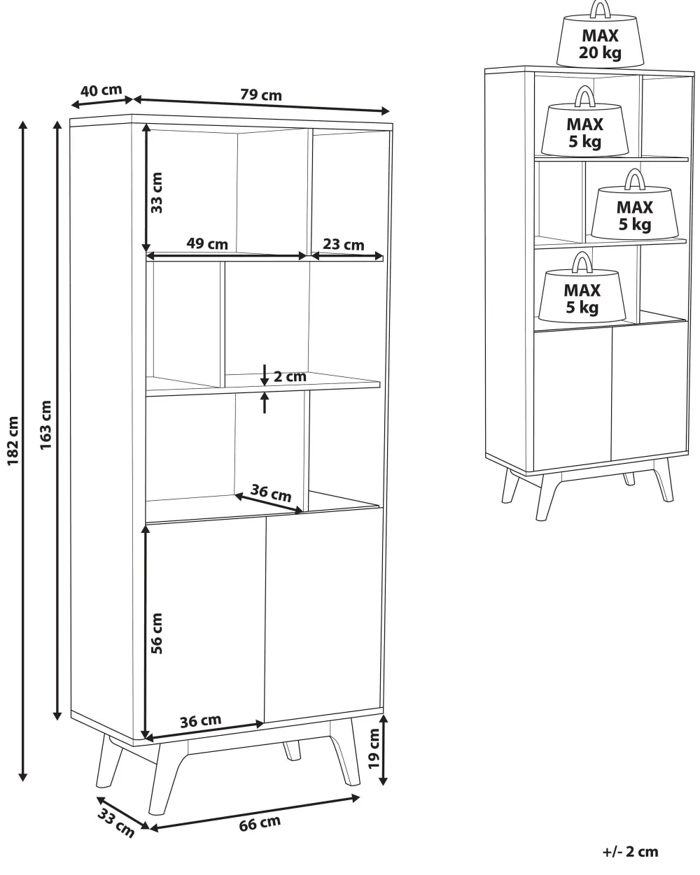 Säilytys<Beliani Kirjahylly 3 Hyllya Kaappi Tumma Puu/Valkoinen Columbus