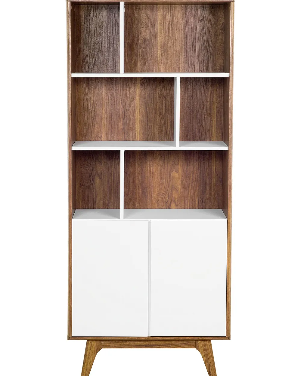 Säilytys<Beliani Kirjahylly 3 Hyllya Kaappi Tumma Puu/Valkoinen Columbus