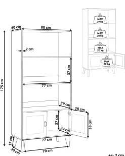 Säilytys<Beliani Kirjahylly 3 Hyllya Kaappi Vaalea Puu Parton