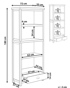 Säilytys<Beliani Kirjahylly 4 Hyllya Laatikko Vaaleanharmaa/Vaalea Puu Clio