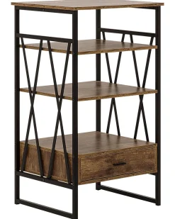 Sale Beliani Kirjahylly 3 Hyllya Laatikko Tumma Puu Keene