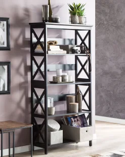 Best Sale Beliani Kirjahylly 4 Hyllya Musta Foster