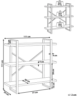 Säilytys<Beliani Kirjahylly 3 Hyllya Tumma Puu Timber
