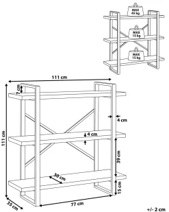 Säilytys<Beliani Kirjahylly 3 Hyllya Vaalea Puu Timber