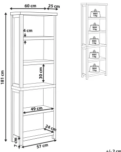 Säilytys<Beliani Kirjahylly 5 Hyllya Vaaleanharmaa/Vaalea Puu Clio
