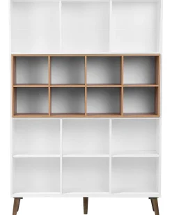 Säilytys<Beliani Kirjahylly 17 Hyllya Valkoinen/Tumma Puu Alloa