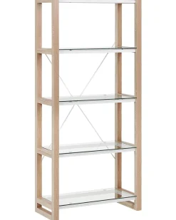 Säilytys<Beliani Kirjahylly 4 Lasihyllya Valkoinen/Vaalea Puu Jenks