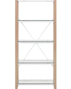Säilytys<Beliani Kirjahylly 4 Lasihyllya Valkoinen/Vaalea Puu Jenks
