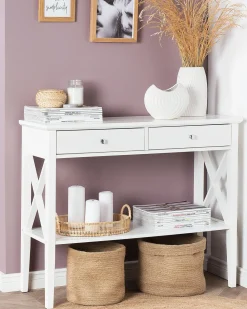 Pöydät<Beliani Konsolipoyta 2 Laatikkoa Valkoinen Avenue