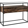 Clearance Beliani Konsolipoyta Lasitasolla 2 Laatikkoa Tumma Puu/Musta Mauk