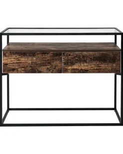 Clearance Beliani Konsolipoyta Lasitasolla 2 Laatikkoa Tumma Puu/Musta Mauk