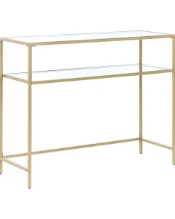 Pöydät<Beliani Konsolipoyta Lasitasolla Rauta Kulta Aline