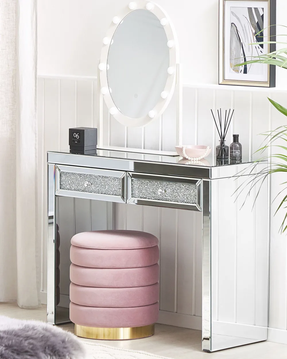 Online Beliani Konsolipoyta Peililasi 2 Laatikkoa Hopea Tilly