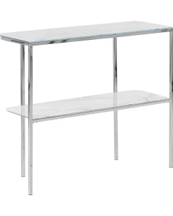 Pöydät<Beliani Konsolipoyta Teras Marmorikuvio Valkoinen/Hopea Calvert