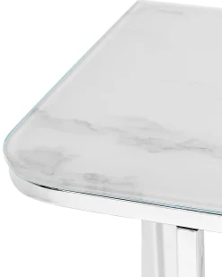 Pöydät<Beliani Konsolipoyta Teras Marmorikuvio Valkoinen/Hopea Calvert