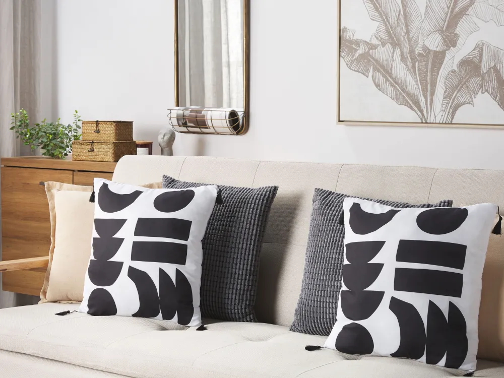 Shop Beliani Koristetyyny 2 Kpl 45 X 45 Cm Mustavalkoinen Liriope