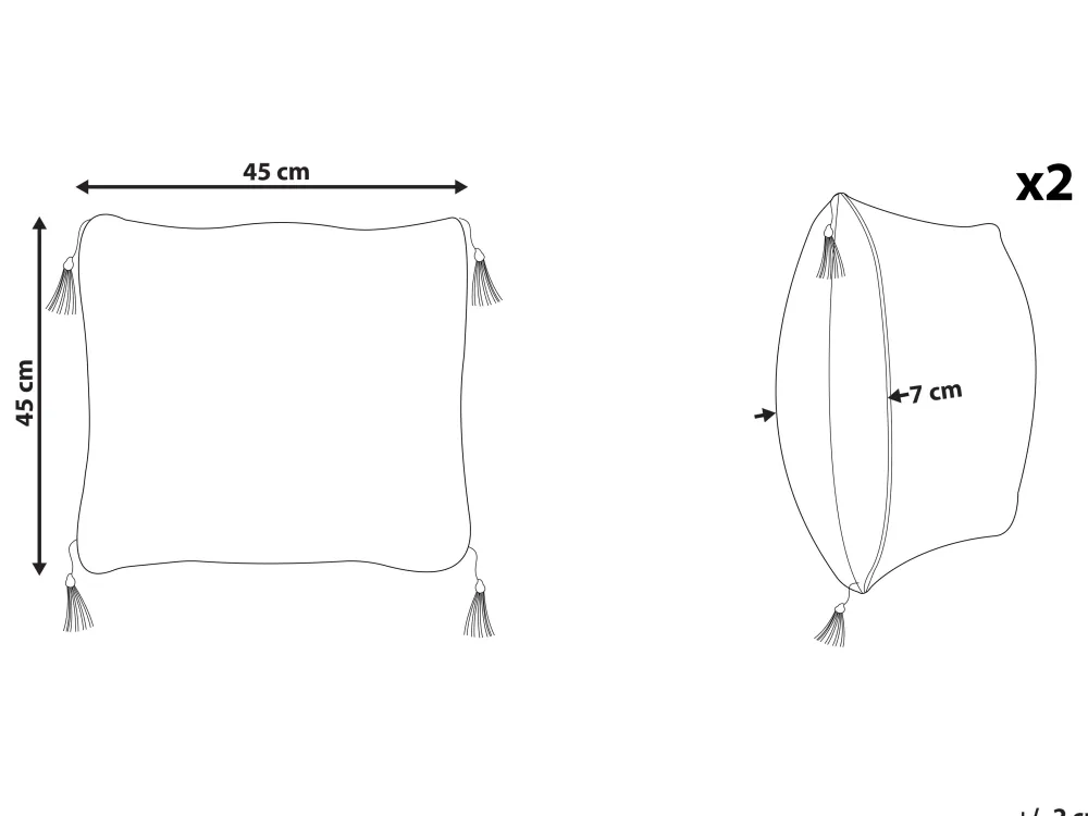 Shop Beliani Koristetyyny 2 Kpl 45 X 45 Cm Mustavalkoinen Liriope