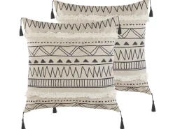 Tekstiilit<Beliani Koristetyyny 2 Kpl 45 X 45 Cm Mustabeige Heuchera