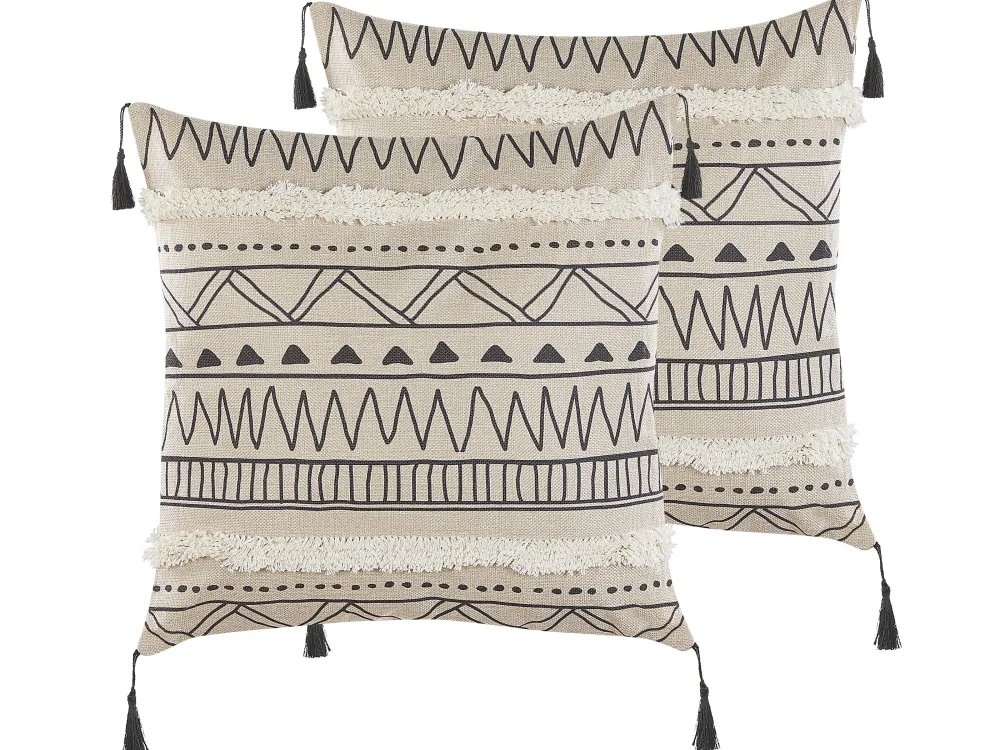 Tekstiilit<Beliani Koristetyyny 2 Kpl 45 X 45 Cm Mustabeige Heuchera