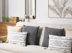 Tekstiilit<Beliani Koristetyyny 2 Kpl 30 X 50 Cm Mustavalkoinen Schefflera