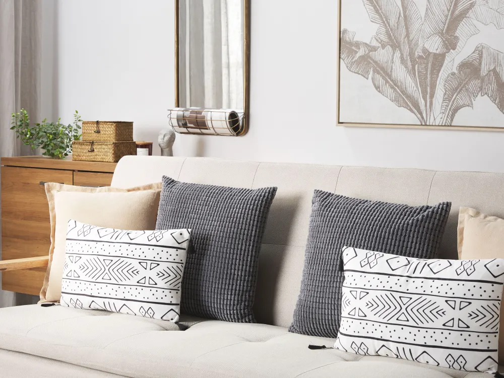 Tekstiilit<Beliani Koristetyyny 2 Kpl 30 X 50 Cm Mustavalkoinen Schefflera