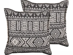 Tekstiilit<Beliani Koristetyyny 2 Kpl 45X45 Cm Mustabeige Sirvan