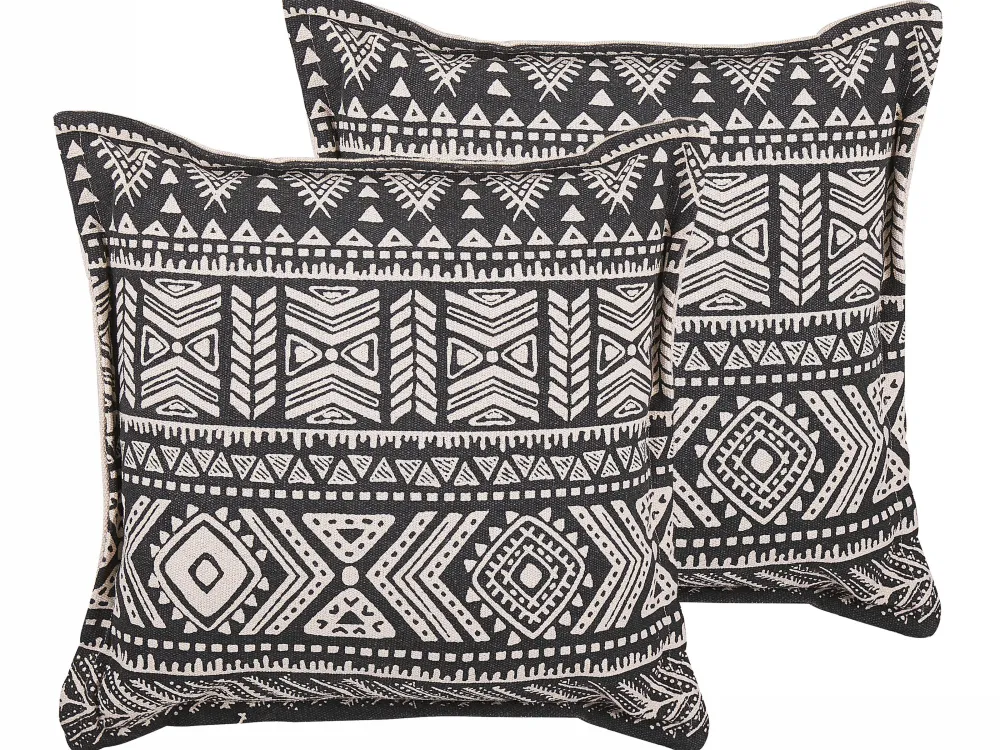 Tekstiilit<Beliani Koristetyyny 2 Kpl 45X45 Cm Mustabeige Sirvan