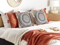 Best Sale Beliani Koristetyyny Beige/Musta 45 X 45 Cm 2 Kpl Agrimony