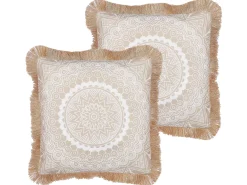 Tekstiilit<Beliani Koristetyyny Beige/Valkoinen 45 X 45 Cm 2 Kpl Geranium