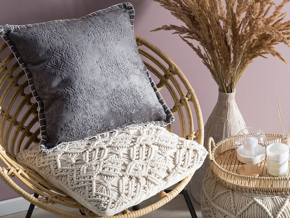 Hot Beliani Koristetyyny Harmaa Kohokuvioitu 45 X 45 Cm Melur