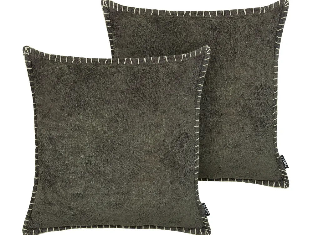 New Beliani Koristetyyny Harmaa Kohokuvioitu 45 X 45 Cm 2 Kpl Melur