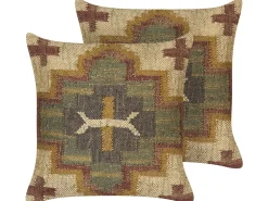 Shop Beliani Koristetyyny Juutti Monivarinen 45 X 45 Cm 2 Kpl Pulicat