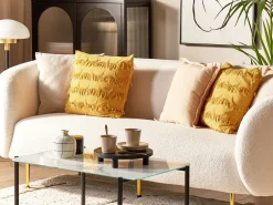 Tekstiilit<Beliani Koristetyyny Kangas Keltainen 45 X 45 Cm 2 Kpl Agastache