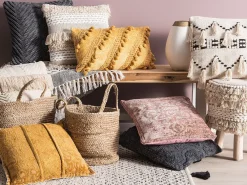 Outlet Beliani Koristetyyny Keltainen Kohokuvioitu 45 X 45 Cm 2 Kpl Kavalam