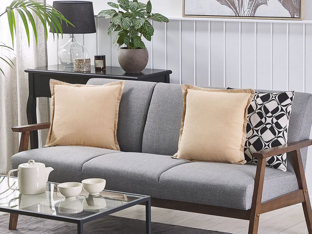 Tekstiilit<Beliani Koristetyyny 2Kpl 45 X 45 Cm Beige Guzmania