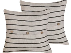 Tekstiilit<Beliani Koristetyyny 2Kpl 45 X 45 Cm Beige/Musta Cynara