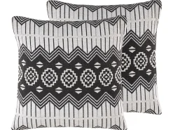 Hot Beliani Koristetyyny 2Kpl 45 X 45 Cm Mustavalkoinen Cardak