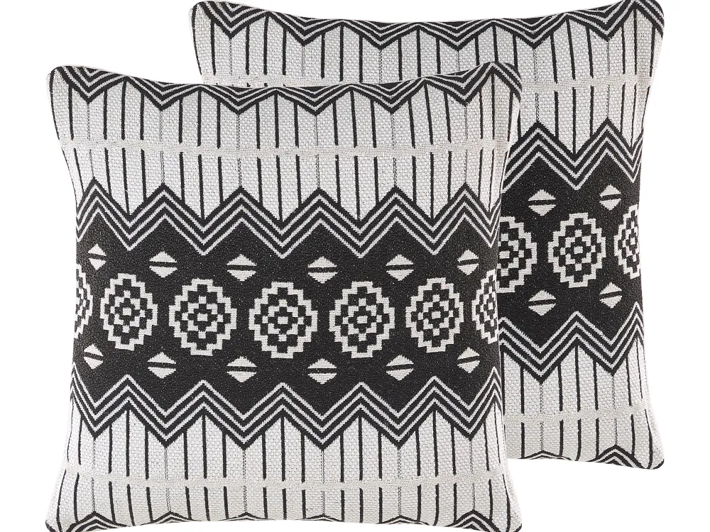 Hot Beliani Koristetyyny 2Kpl 45 X 45 Cm Mustavalkoinen Cardak