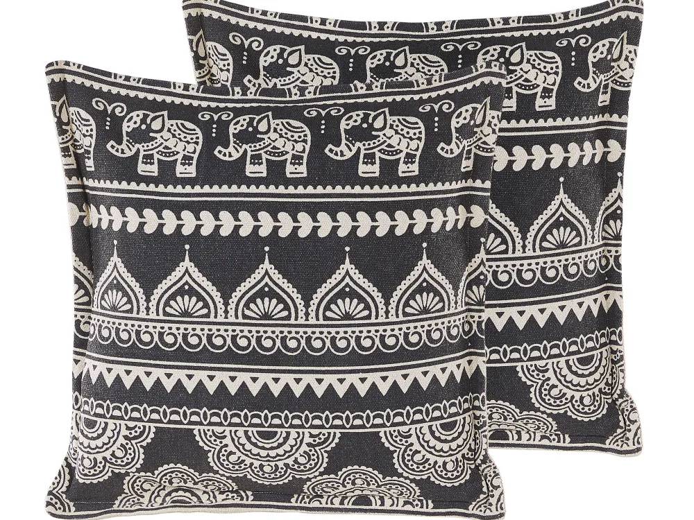 Tekstiilit<Beliani Koristetyyny 2Kpl 45 X 45 Cm Mustavalkoinen Atabagi