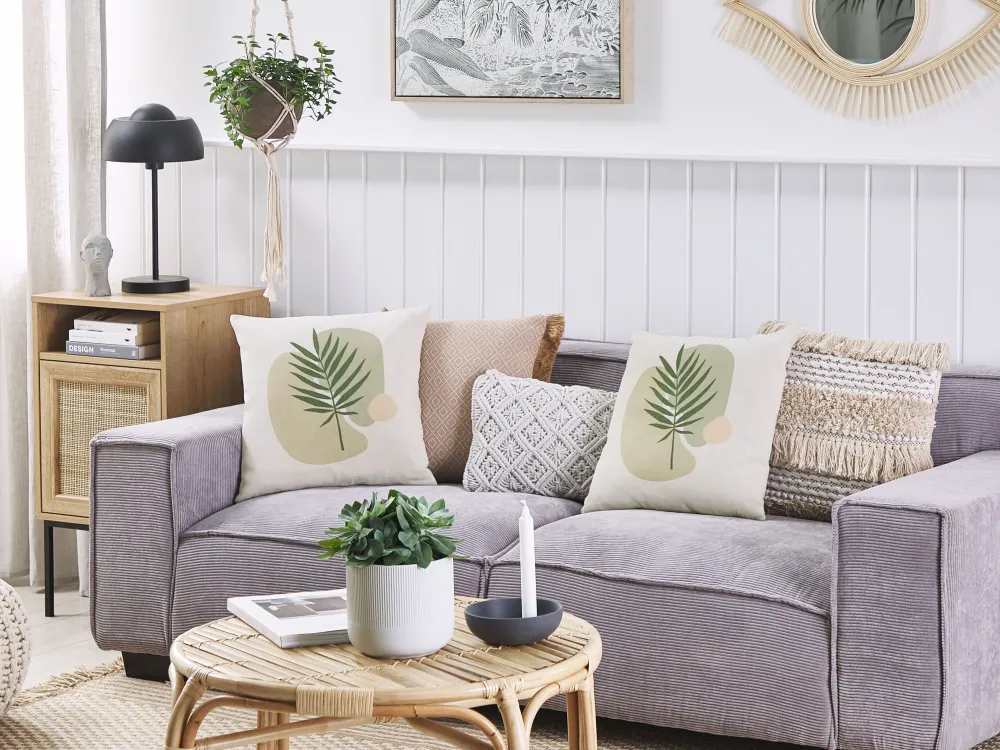 Cheap Beliani Koristetyyny 2Kpl 45 X 45 Cm Vihrea/Beige Microsorum