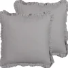 Outlet Beliani Koristetyyny Pellava Harmaa 45 X 45 Cm 2 Kpl Glabra