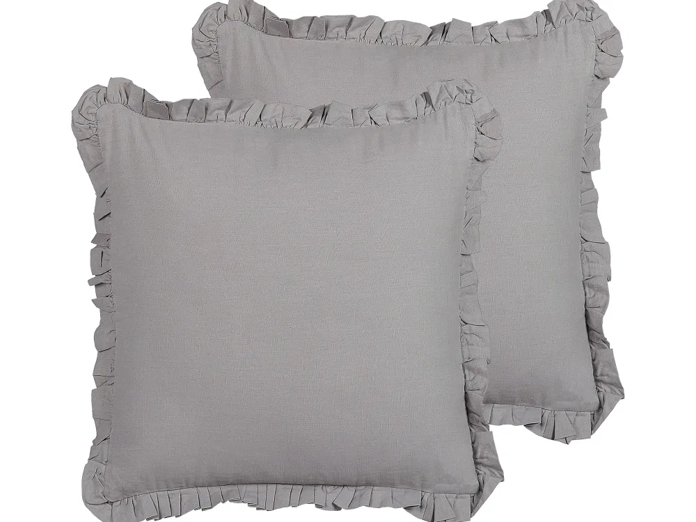 Outlet Beliani Koristetyyny Pellava Harmaa 45 X 45 Cm 2 Kpl Glabra
