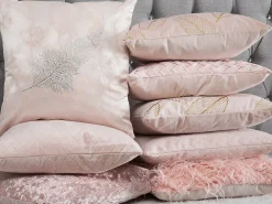 Shop Beliani Koristetyyny Punottu Vaaleanpunainen 45 X 45 Cm