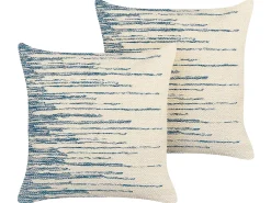 Tekstiilit<Beliani Koristetyyny Puuvilla Beige/Sininen 45 X 45 Cm 2 Kpl Rivina