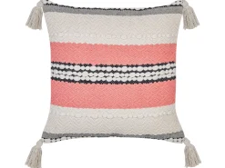 Tekstiilit<Beliani Koristetyyny Puuvilla Beige/Punainen 45 X 45 Cm Euphorbia