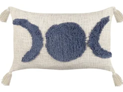 Tekstiilit<Beliani Koristetyyny Puuvilla Beige/Sininen 35 X 55 Cm Lupinus