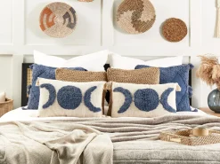 Tekstiilit<Beliani Koristetyyny Puuvilla Beige/Sininen 35 X 55 Cm Lupinus