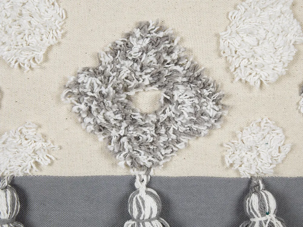 Sale Beliani Koristetyyny Puuvilla Beige/Harmaa 45 X 45 Cm 2 Kpl Alocasia